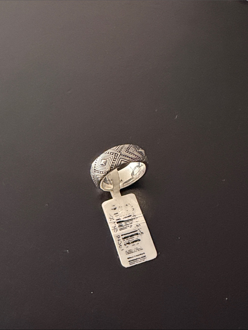 Sterling Silver Geometric Pattern Dome Ring